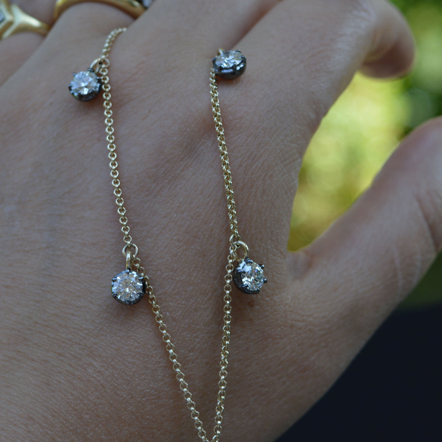 2.50ct Diamond Georgian Inspired Drop Necklace in Black Gold