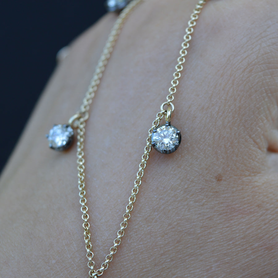 2.50ct Diamond Georgian Inspired Drop Necklace in Black Gold