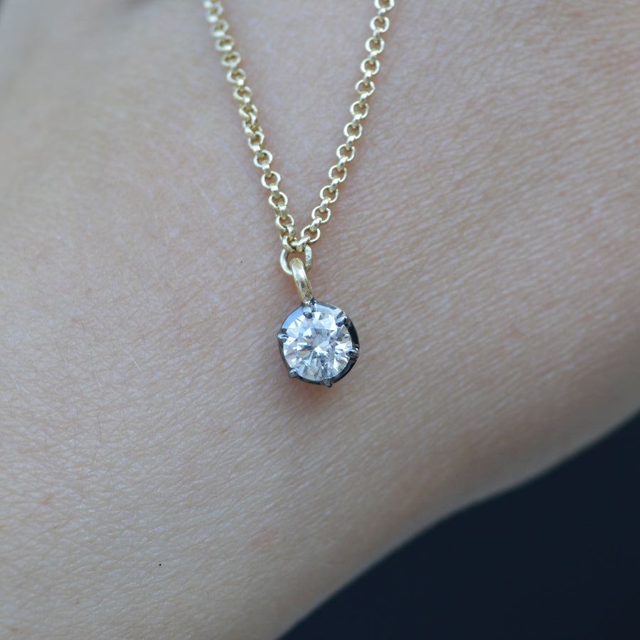 2.50ct Diamond Georgian Inspired Drop Necklace in Black Gold