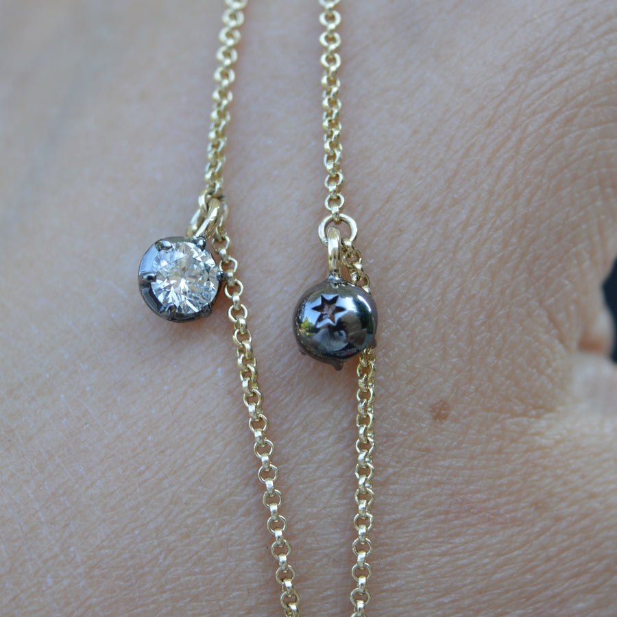 2.50ct Diamond Georgian Inspired Drop Necklace in Black Gold