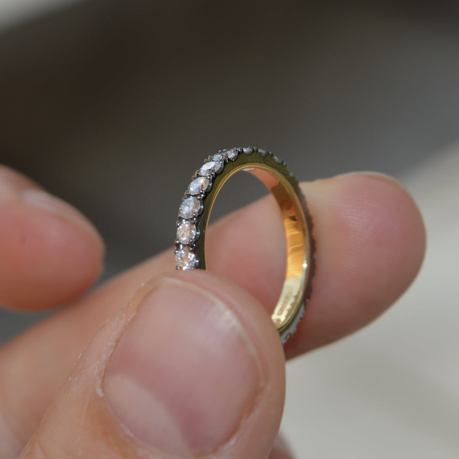 Georgian Inspired 18ct Black Gold Diamond Eternity Wedding Ring