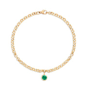 May Birthstone Bracelet with a 0.50ct Emerald Georgian inspired Drop set in Yellow Gold