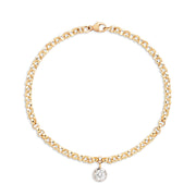 April Birthstone Diamond Solid Gold Bracelet with a Georgian inspired 0.50ct Diamond Drop in White Gold