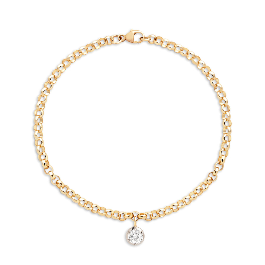 April Birthstone Diamond Solid Gold Bracelet with a Georgian inspired 0.50ct Diamond Drop in White Gold