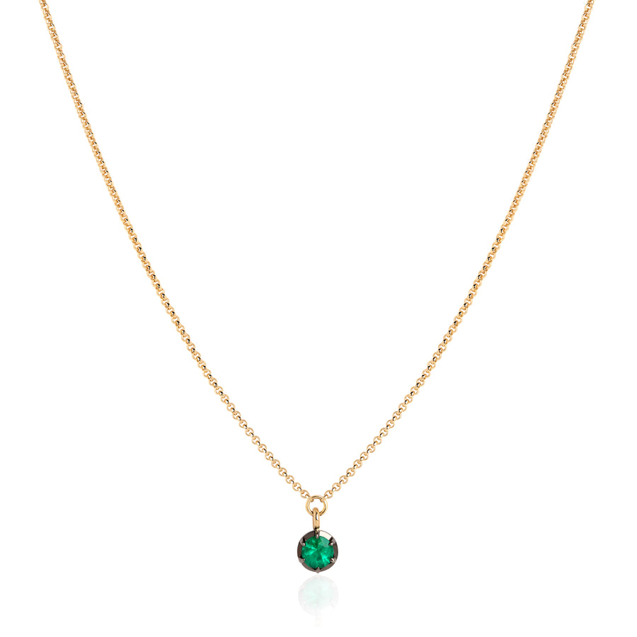 May Birthstone  0.50ct Emerald in Blackened Gold Georgian Inspired Necklace