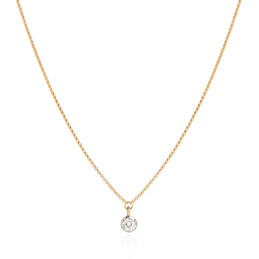 April Birthstone 0.50ct Diamond in White Gold Georgian Inspired Drop Necklace