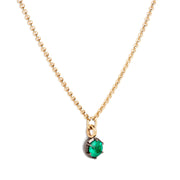 May Birthstone  0.50ct Emerald in Blackened Gold Georgian Inspired Necklace