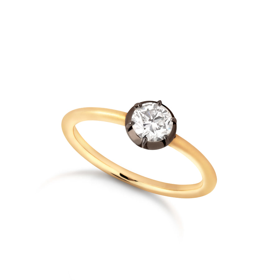 Diamond Solitaire Engagement Ring with a Georgian Inspired 0.50ct Diamond set in Blackened Gold