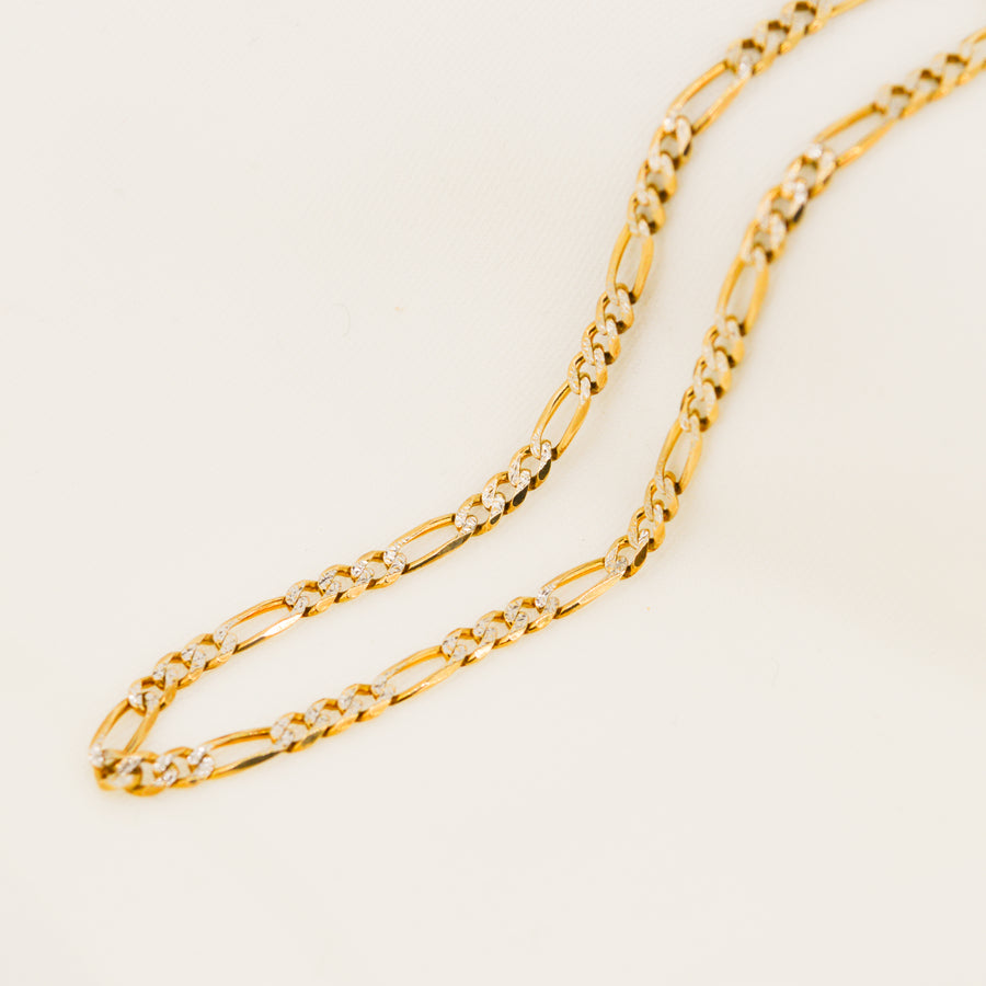 9ct Yellow and White Gold Figaro Bracelet
