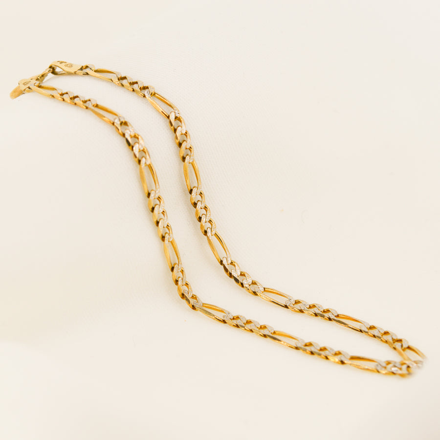 9ct Yellow and White Gold Figaro Bracelet