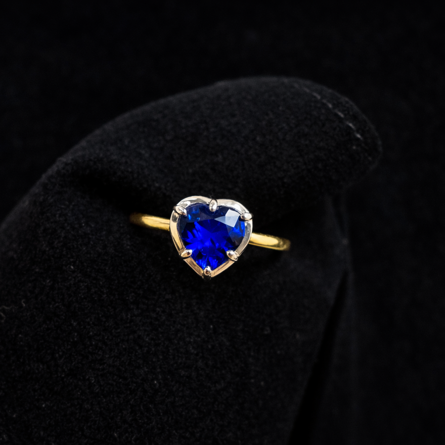 1ct Sapphire Heart set in our Georgian Inspired Gold Setting