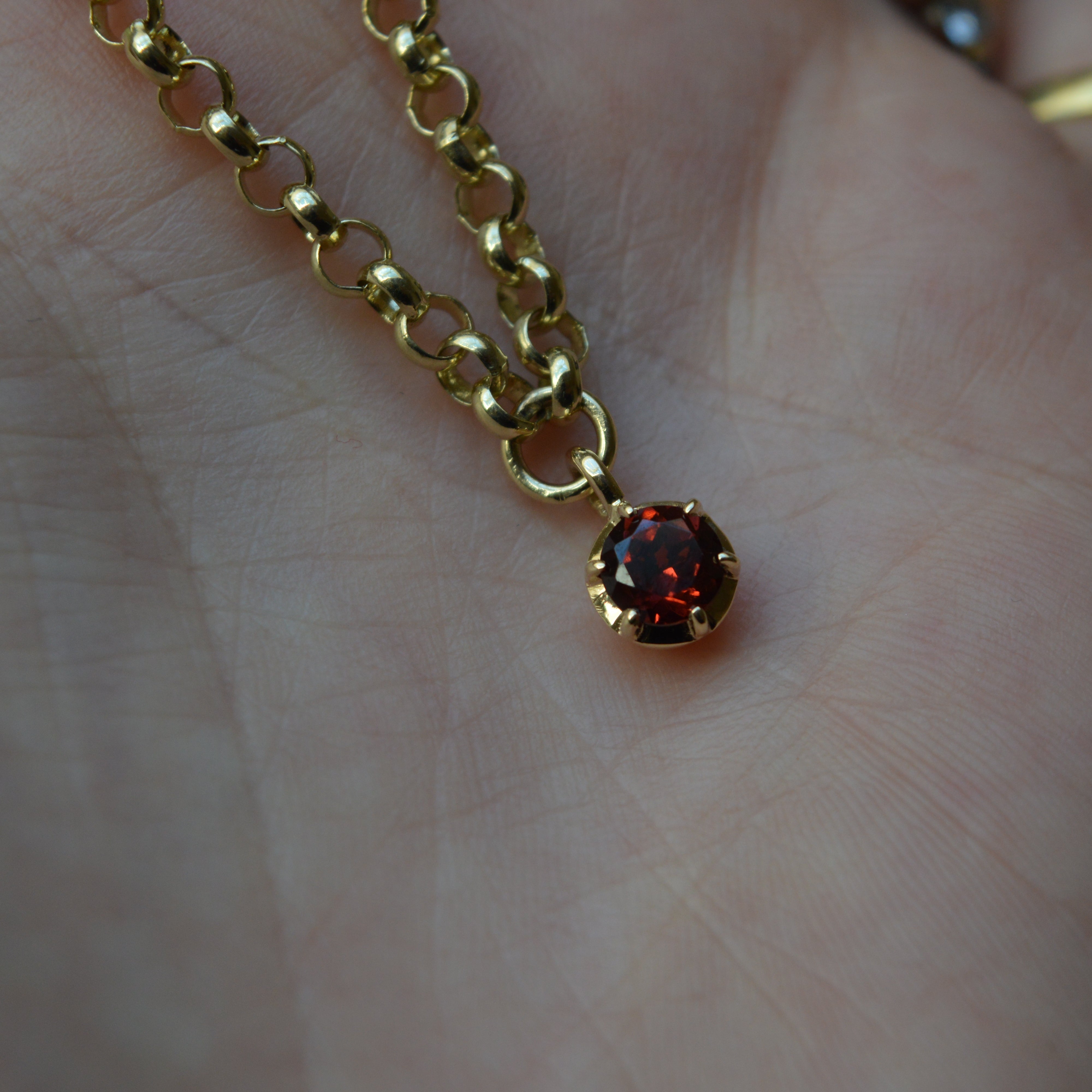 January Birthstone 0.50ct Garnet in Yellow Gold Georgian Inspired Necklace