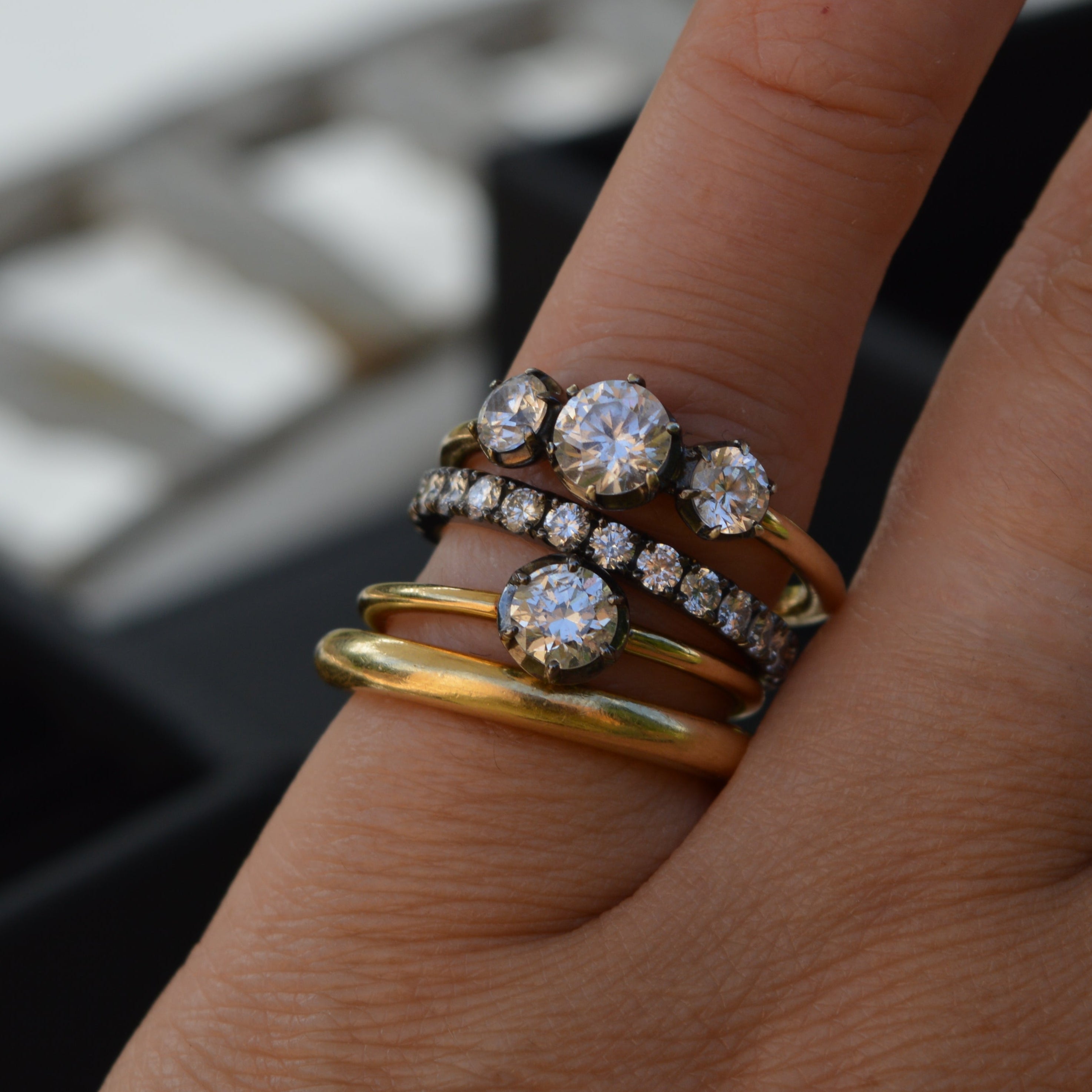 Georgian Inspired 18ct Black Gold Diamond Eternity Wedding Ring