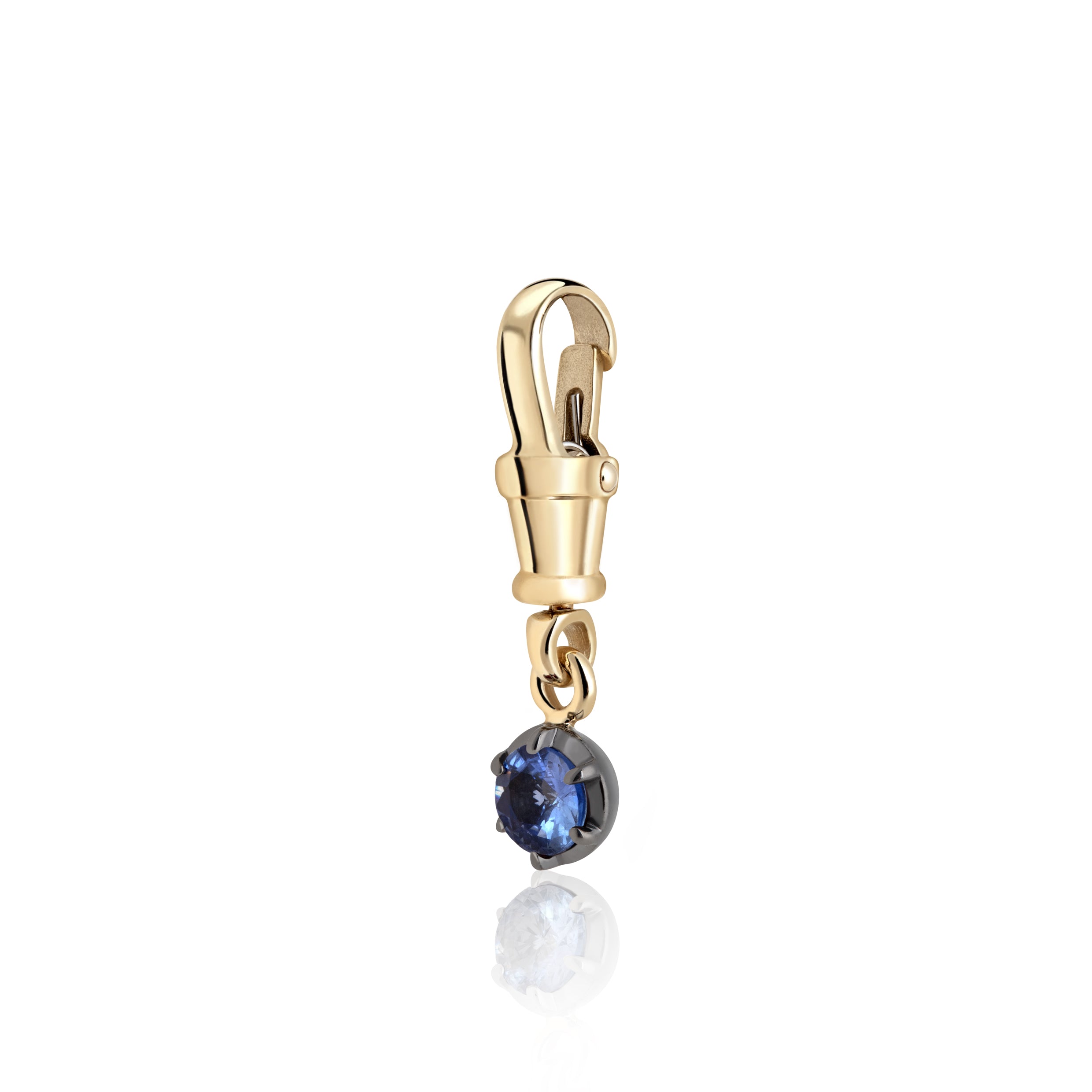 September Birthstone 0.50ct Sapphire in Georgian Inspired Yellow Gold Setting Albert Clasp Pendant