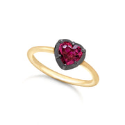 1ct Ruby Heart set in our Georgian Inspired Gold Setting