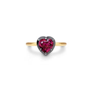 1ct Ruby Heart set in our Georgian Inspired Gold Setting