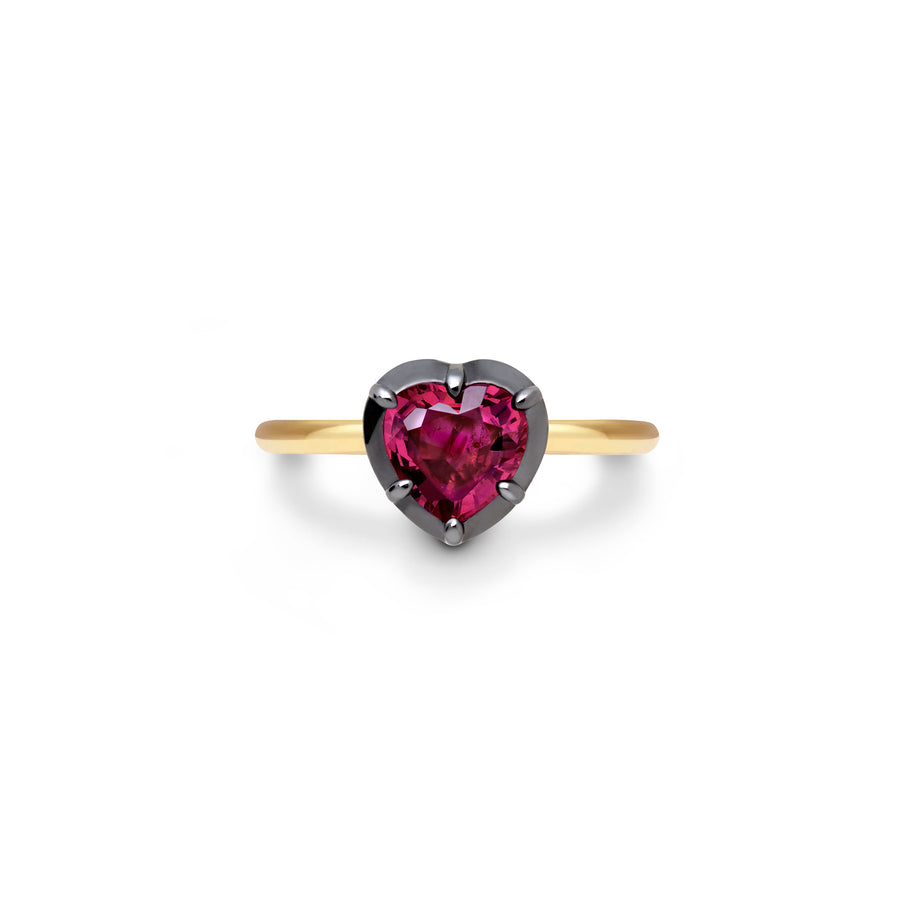 1ct Ruby Heart set in our Georgian Inspired Gold Setting