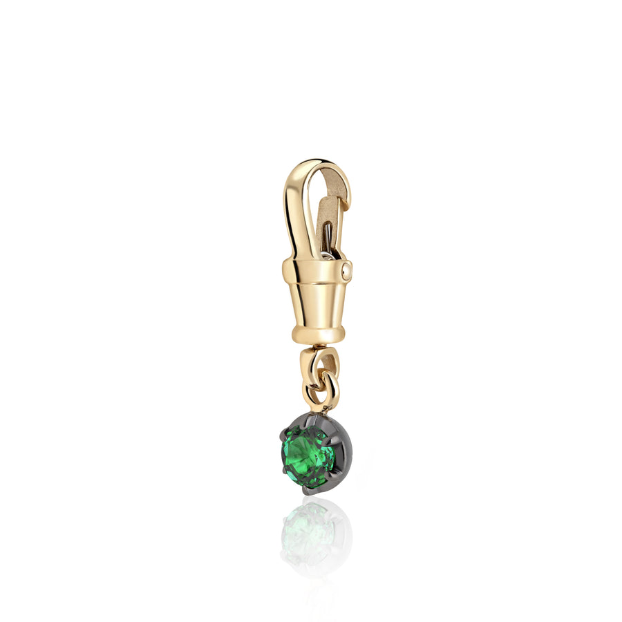 May Birthstone 0.50ct Emerald in Georgian Inspired Setting in Black Gold Albert Clasp Pendant
