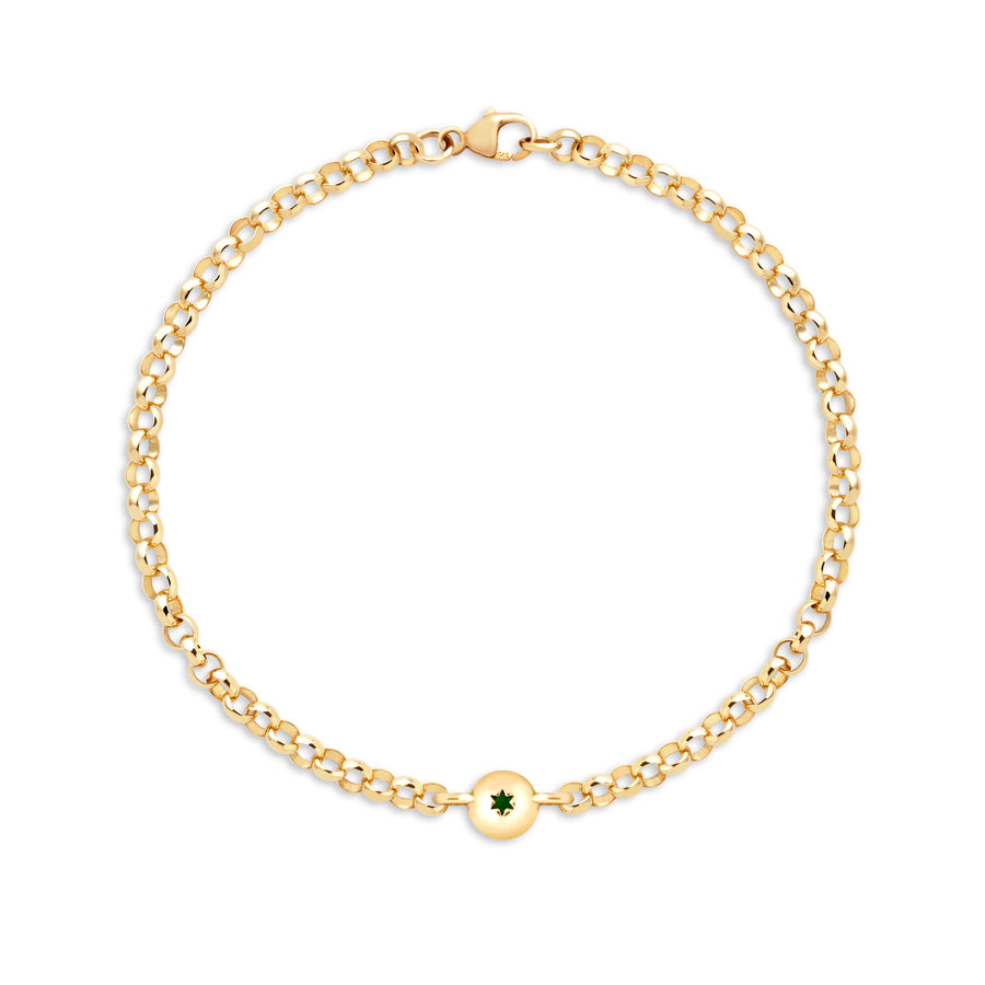 May Birthstone 0.50ct Emerald Bracelet in Yellow Gold Georgian Inspired Floating Setting