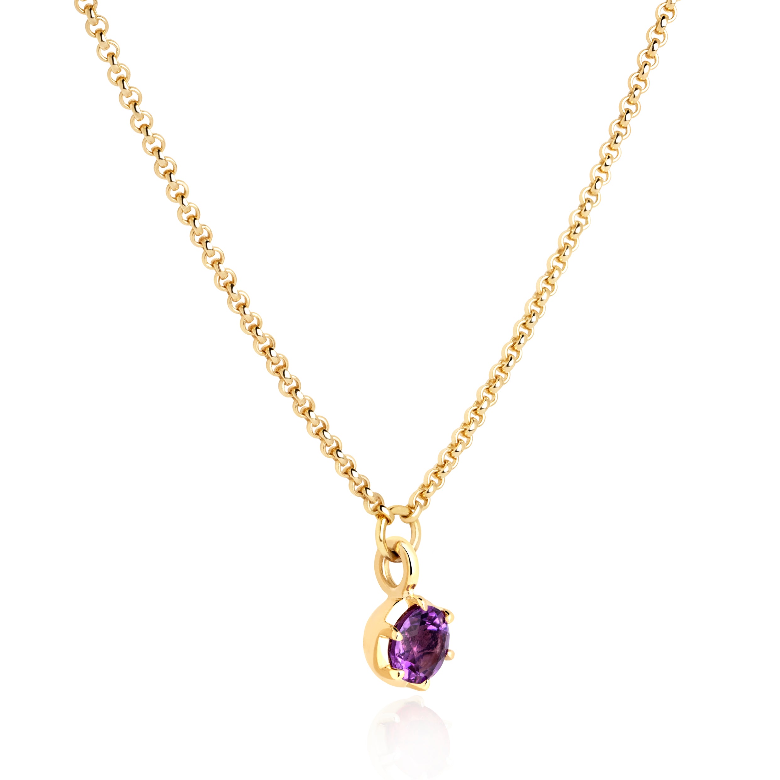 February Birthstone 0.50ct Amethyst in Yellow Gold Georgian Inspired Setting Necklace