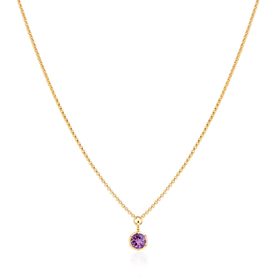 February Birthstone 0.50ct Amethyst in Yellow Gold Georgian Inspired Setting Necklace