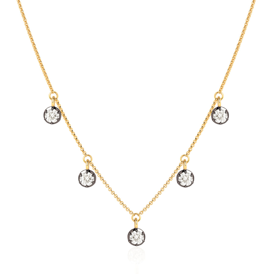 2.50ct Diamond Georgian Inspired Drop Necklace in Black Gold