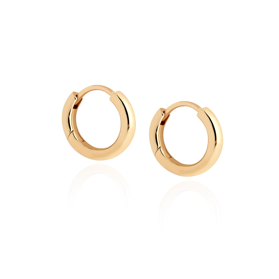 Handcrafted 9ct Solid Yellow Gold Hoops - Mini 12mm, Medium 15mm, Large 18mm