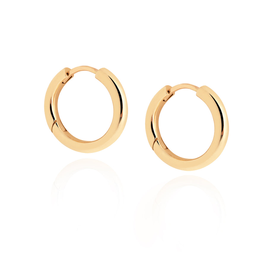 Handcrafted 9ct Solid Yellow Gold Hoops - Mini 12mm, Medium 15mm, Large 18mm