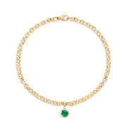 May Birthstone Bracelet with a 0.50ct Emerald Georgian inspired Drop set in Yellow Gold