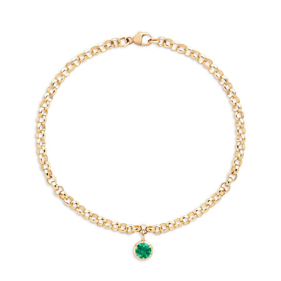 May Birthstone Bracelet with a 0.50ct Emerald Georgian inspired Drop set in Yellow Gold