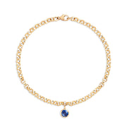 Bespoke 9ct Solid Yellow Gold Round Belcher Bracelet with a Georgian inspired 0.50ct Sapphire Drop in Yellow Gold