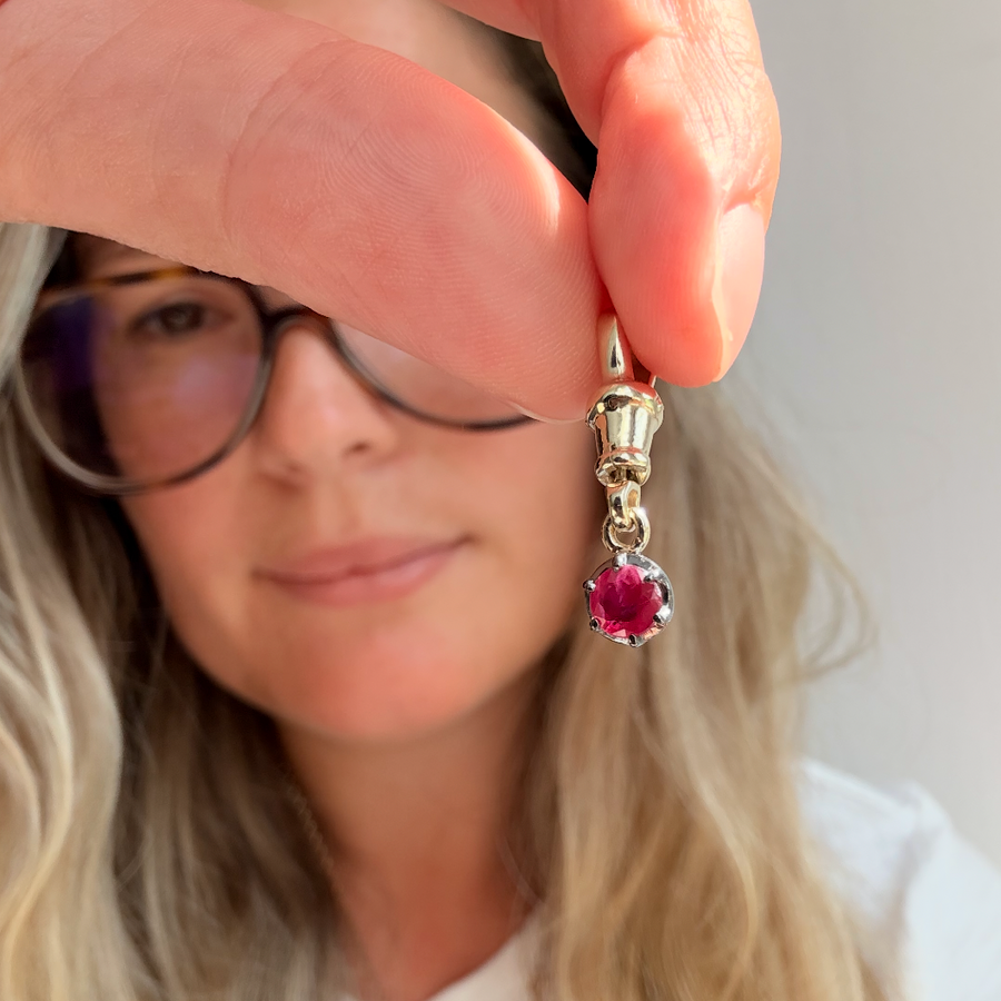 Ruby Georgian Inspired Albert Clasp Pendant