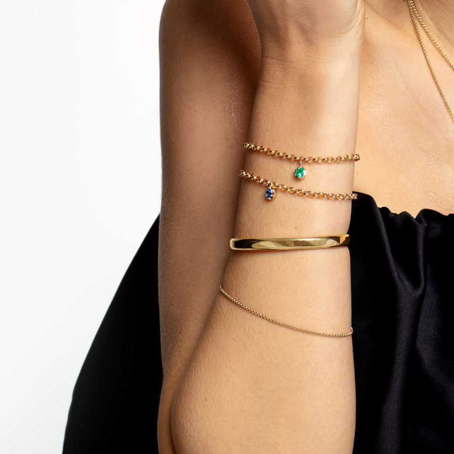 May Birthstone Bracelet with a 0.50ct Emerald Georgian inspired Drop set in Yellow Gold