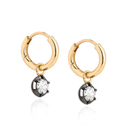 April Birthstone 0.50ct Diamond and Black Gold Georgian Inspired Drop 12mm Small Hoops