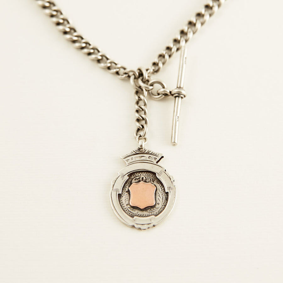 1945 Fob-Style Silver and Rose Gold Pendant