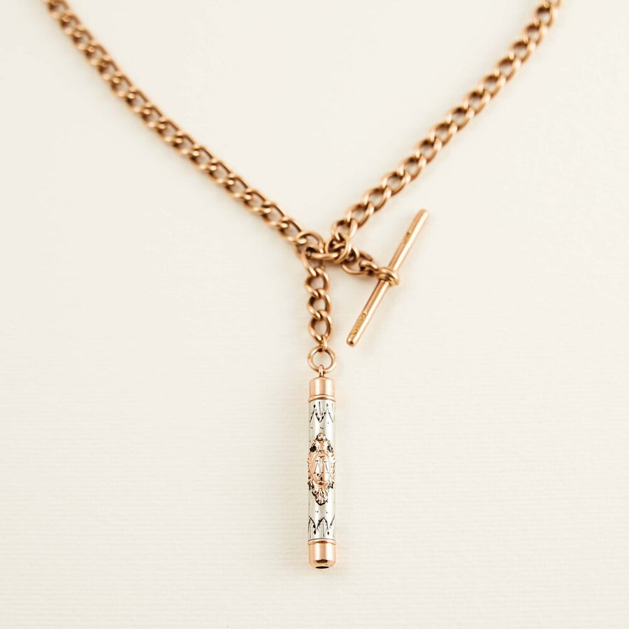 Silver and Rose Gold Continental Pencil Pendant