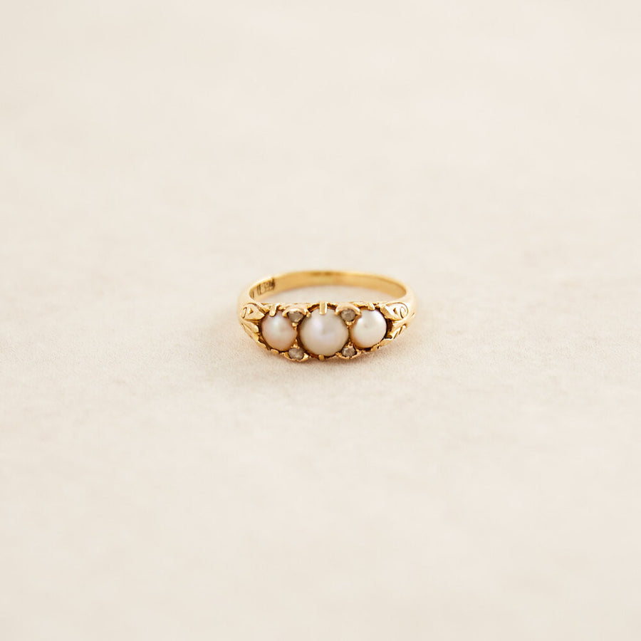 Three Pearl and Diamond Ring