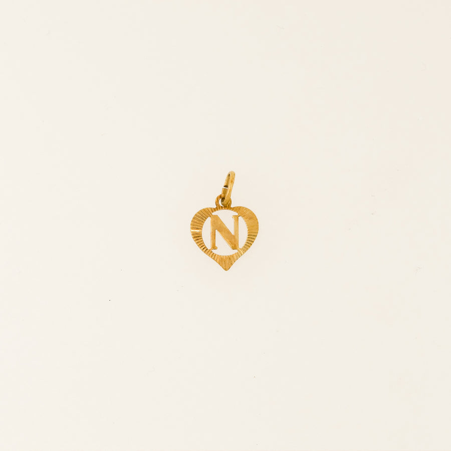 9ct Gold Heart N Letter