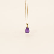 14ct Gold Diamond and Amethyst Drop Necklace