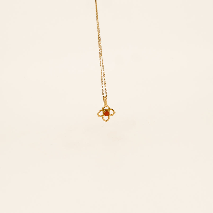 9ct Gold Coral Flower Necklace