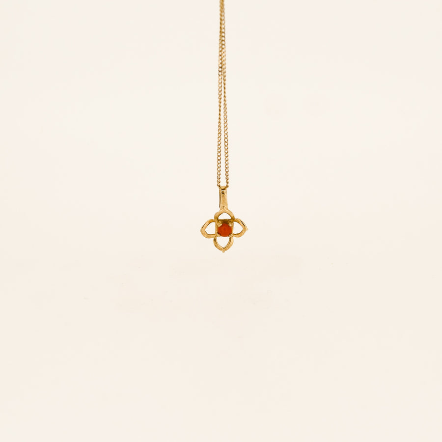 9ct Gold Coral Flower Necklace