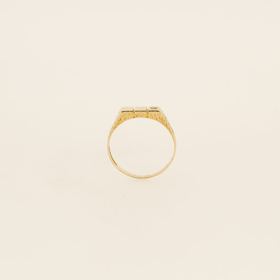 9ct Gold Diamond Bar Signet Ring