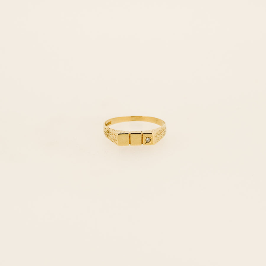 9ct Gold Diamond Bar Signet Ring