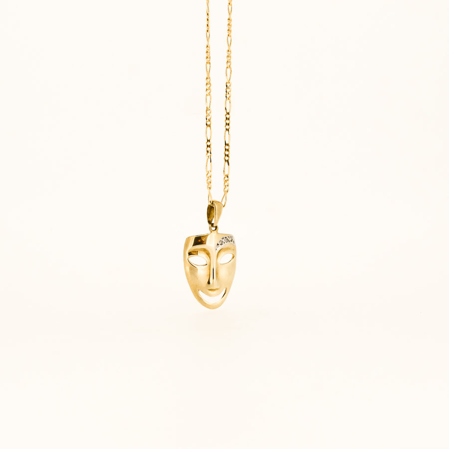 9ct Gold and Diamond Face Pendant