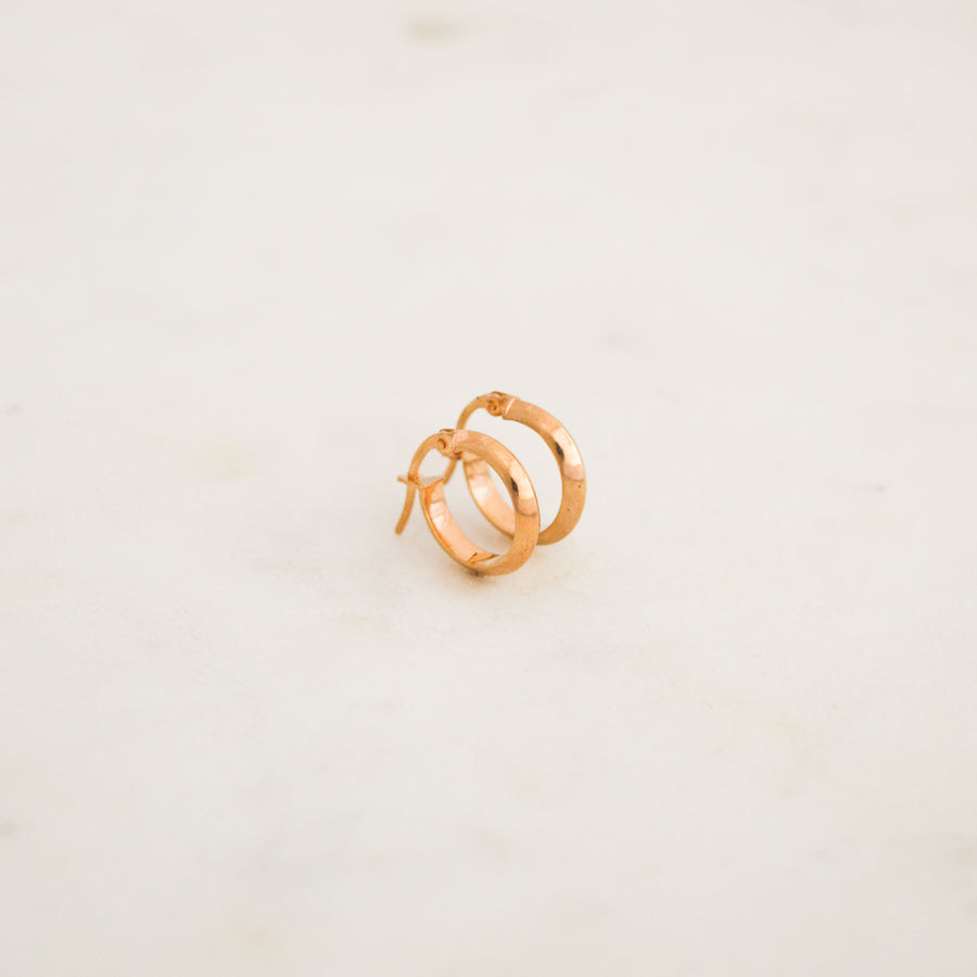 Edged Rose Gold Hoop Earrings - 19mm