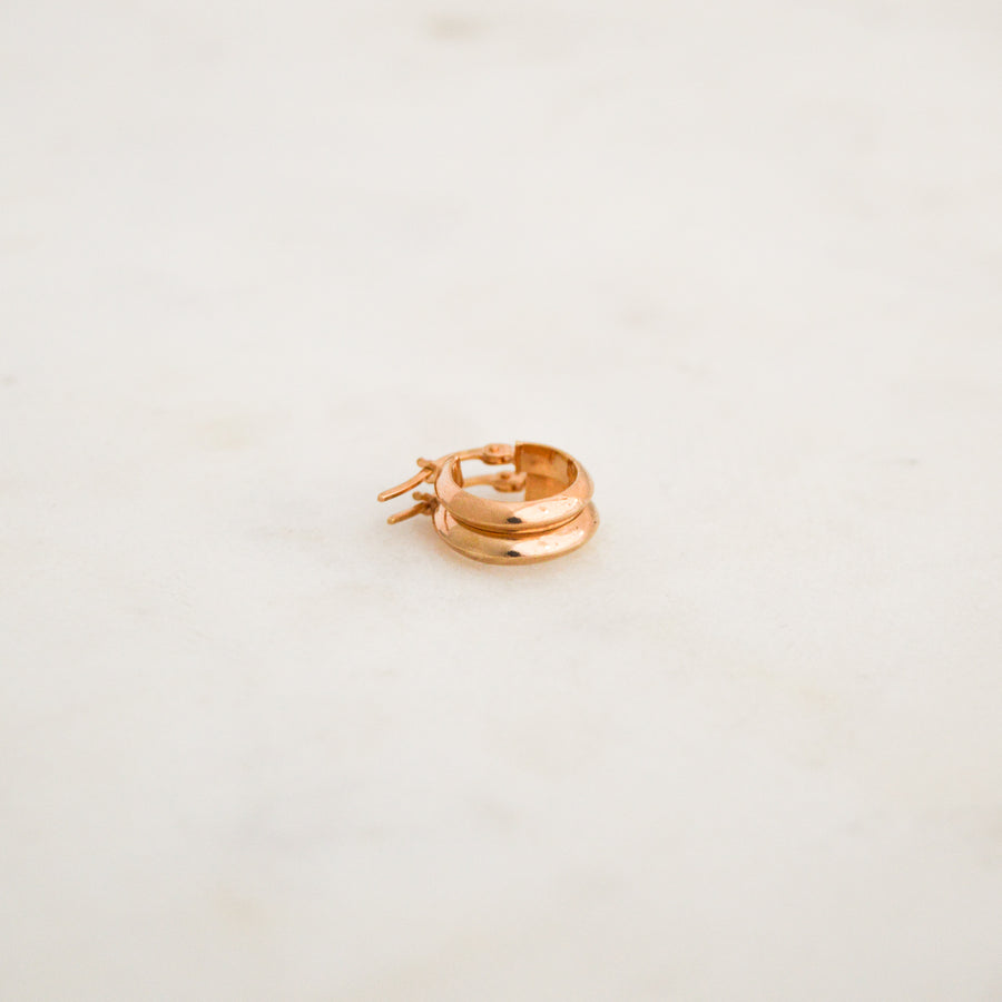 Edged Rose Gold Hoop Earrings - 19mm