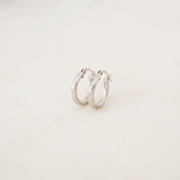 Twisted White Gold Hoop Earrings - 19mm