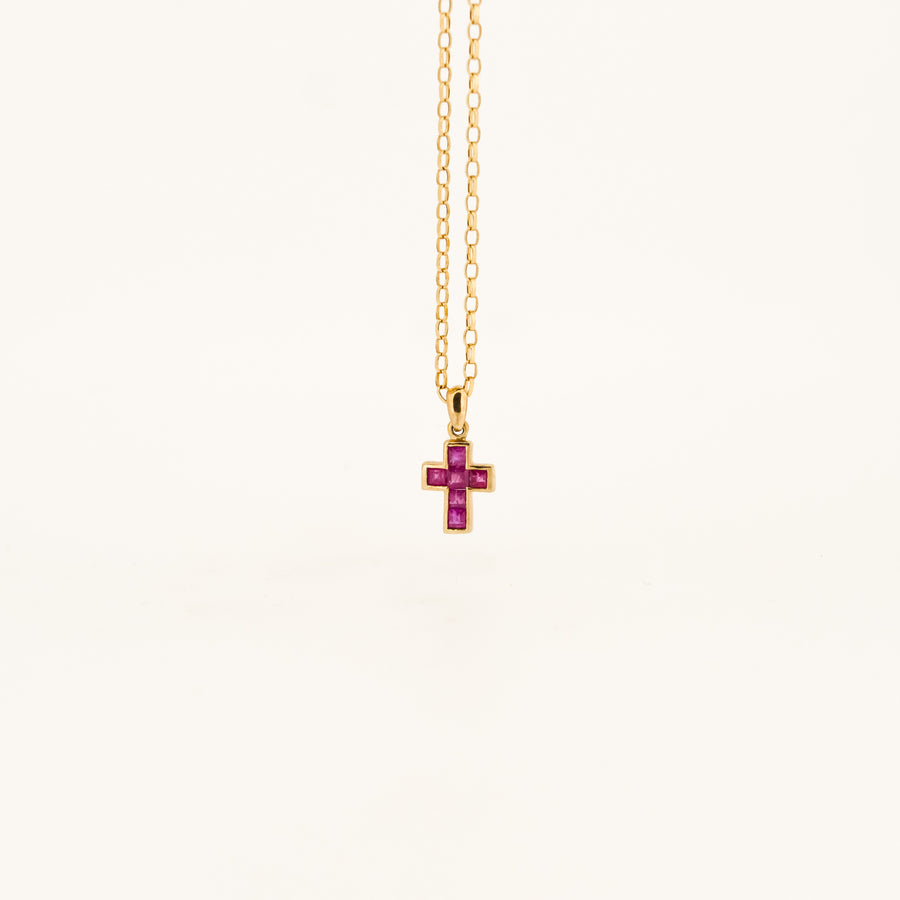 9ct Gold Ruby Cross