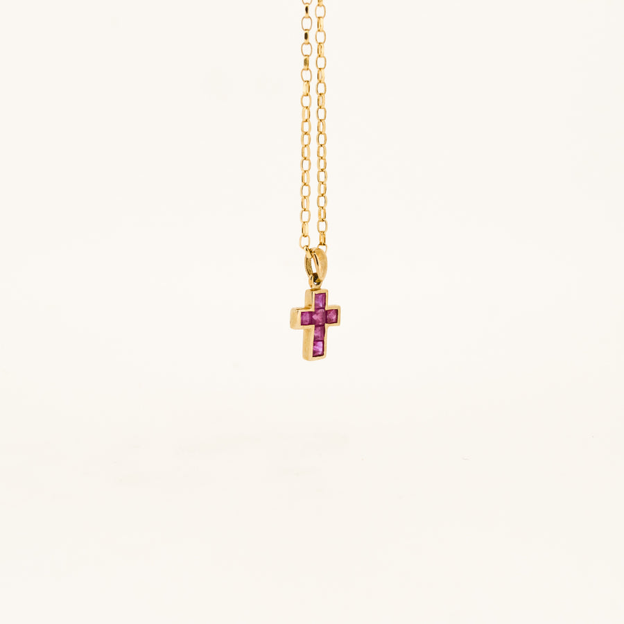 9ct Gold Ruby Cross