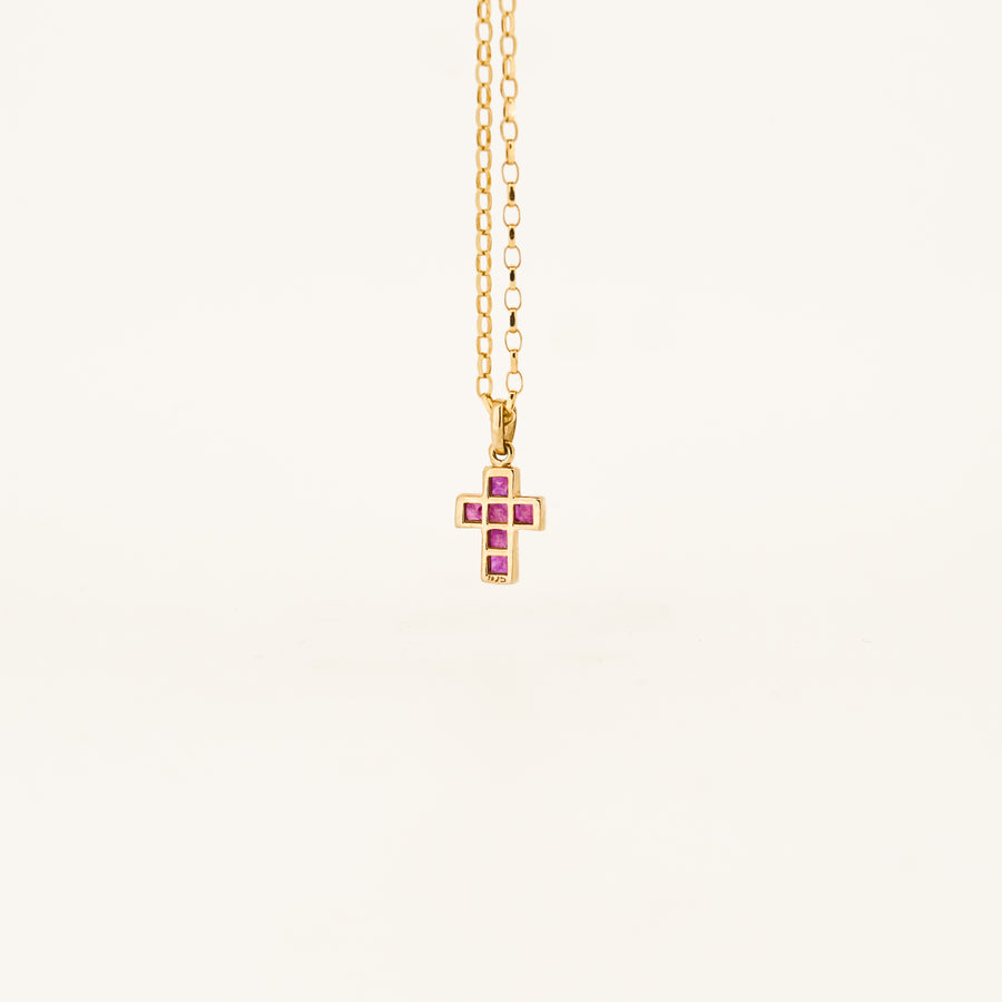 9ct Gold Ruby Cross